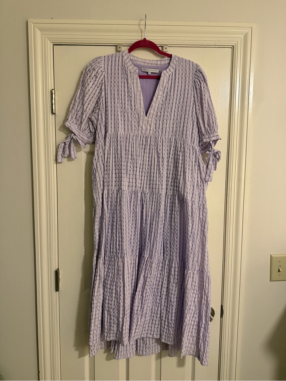 English factory tiered purple midi dress